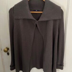 Gap Women's Charcoal Gray Cardigan Sweater with Shawl-like Collar, Size XS